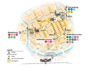 Kaart alternatieve bushaltes centrum Groningen